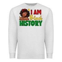 Oatmeal Heather i am black history with afro black girl Premium Sweatshirt - texasbilliewilder