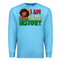 Ocean Blue i am black history with afro black girl Premium Sweatshirt - texasbilliewilder