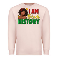 Pale Pink i am black history with afro black girl Premium Sweatshirt - texasbilliewilder