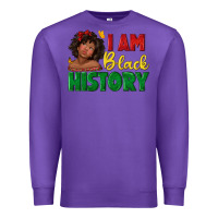Purple i am black history with afro black girl Premium Sweatshirt - texasbilliewilder
