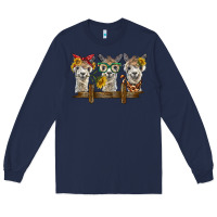 Navy 3 alpacas Long Sleeve Tee - BarkalooDesign