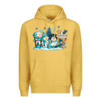 Antique Gold winter snowman coffee cups Premium Hoodie - AdoDesignShop