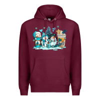 Burgundy winter snowman coffee cups Premium Hoodie - AdoDesignShop