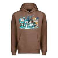 Chestnut winter snowman coffee cups Premium Hoodie - AdoDesignShop