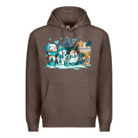Coffee winter snowman coffee cups Premium Hoodie - AdoDesignShop