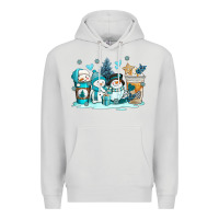 Dove Grey winter snowman coffee cups Premium Hoodie - AdoDesignShop