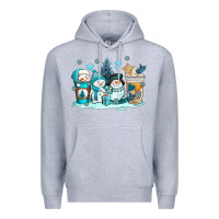 Heather Grey winter snowman coffee cups Premium Hoodie - AdoDesignShop