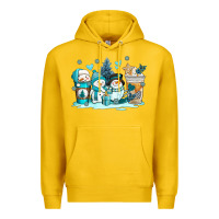 Lemon winter snowman coffee cups Premium Hoodie - AdoDesignShop