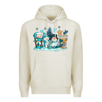 Oatmeal Heather winter snowman coffee cups Premium Hoodie - AdoDesignShop