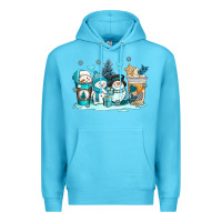Ocean Blue winter snowman coffee cups Premium Hoodie - AdoDesignShop