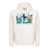 Pale Pink winter snowman coffee cups Premium Hoodie - AdoDesignShop