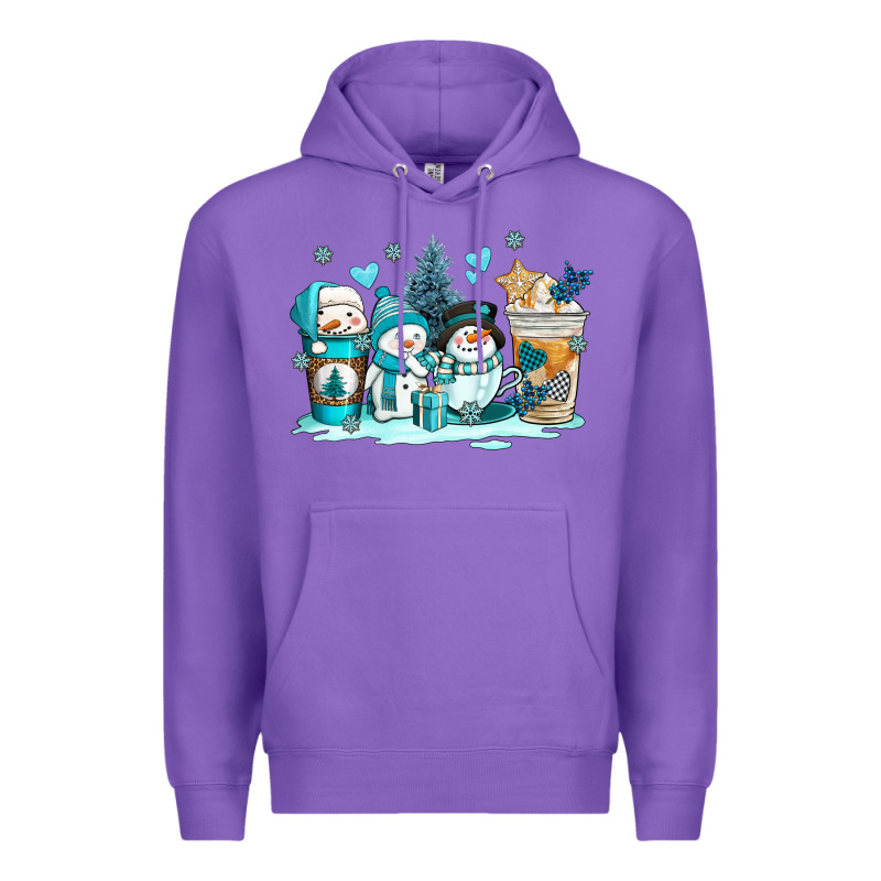 Winter Snowman Coffee Cups Premium Hoodie by AdoDesignShop | Teevron