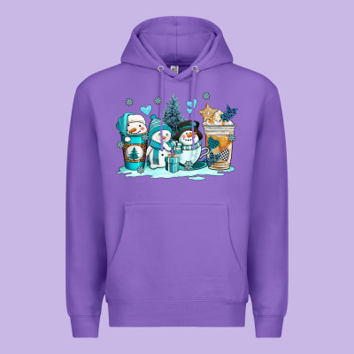 Winter Snowman Coffee Cups Premium Hoodie Designed By Adodesignshop