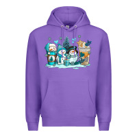Purple winter snowman coffee cups Premium Hoodie - AdoDesignShop