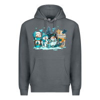 Rock winter snowman coffee cups Premium Hoodie - AdoDesignShop