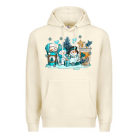 Sandshell winter snowman coffee cups Premium Hoodie - AdoDesignShop