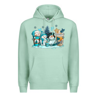 Seafoam winter snowman coffee cups Premium Hoodie - AdoDesignShop