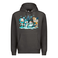 Smoke winter snowman coffee cups Premium Hoodie - AdoDesignShop