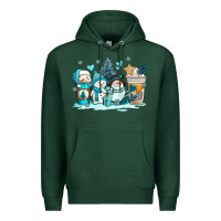 Sports Green winter snowman coffee cups Premium Hoodie - AdoDesignShop