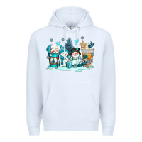 White winter snowman coffee cups Premium Hoodie - AdoDesignShop