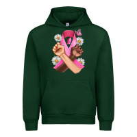 Forest Green Breast Cancer Fist Daisy Butterfly Urban Hoodie - Artiststas