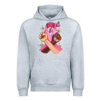 Heather Grey Breast Cancer Fist Daisy Butterfly Urban Hoodie - Artiststas