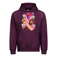 Mauve Wine Breast Cancer Fist Daisy Butterfly Urban Hoodie - Artiststas
