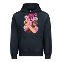 Navy Breast Cancer Fist Daisy Butterfly Urban Hoodie - Artiststas