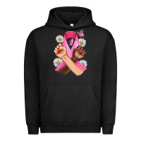 Pigment Black Breast Cancer Fist Daisy Butterfly Urban Hoodie - Artiststas