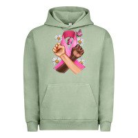 Pigment Oil Green Breast Cancer Fist Daisy Butterfly Urban Hoodie - Artiststas