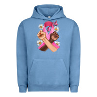 Pigment Pebble Blue Breast Cancer Fist Daisy Butterfly Urban Hoodie - Artiststas