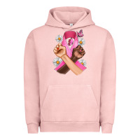 Pigment Salmon Breast Cancer Fist Daisy Butterfly Urban Hoodie - Artiststas