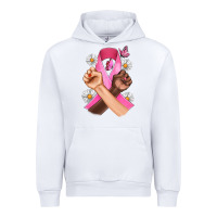 White Breast Cancer Fist Daisy Butterfly Urban Hoodie - Artiststas