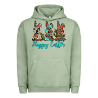Pigment Oil Green happy easter leopard cowhide turquoise cactus bunny's Urban Hoodie - JahusDesignShop