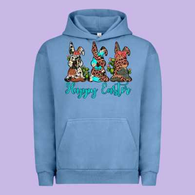 Happy Easter Leopard Cowhide Turquoise Cactus Bunny's Urban Hoodie Designed By Jahusdesignshop