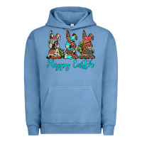 Pigment Pebble Blue happy easter leopard cowhide turquoise cactus bunny's Urban Hoodie - JahusDesignShop