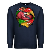 Navy juneteenth day lips Premium Sweatshirt - texasbilliewilder