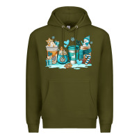 Army Green winter coffe cups Premium Hoodie - AdoDesignShop