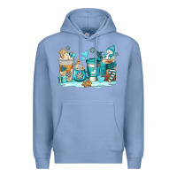 Colony Blue winter coffe cups Premium Hoodie - AdoDesignShop