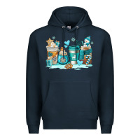 Navy winter coffe cups Premium Hoodie - AdoDesignShop