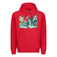 Red winter coffe cups Premium Hoodie - AdoDesignShop