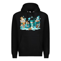 Black winter coffe cups Premium Hoodie - AdoDesignShop