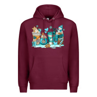 Burgundy winter coffe cups Premium Hoodie - AdoDesignShop
