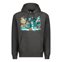 Charcoal Heather winter coffe cups Premium Hoodie - AdoDesignShop