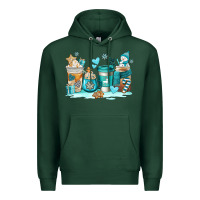 Sports Green winter coffe cups Premium Hoodie - AdoDesignShop