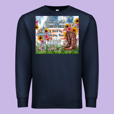 Christian Western American Made Country Raised Premium Sweatshirt Designed By Zillion Design Studio