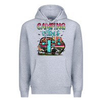 Heather Grey camping vibes Premium Hoodie - JahusDesignShop