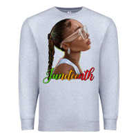 Heather Grey juneteenth black woman Premium Sweatshirt - texasbilliewilder