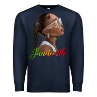 Navy juneteenth black woman Premium Sweatshirt - texasbilliewilder