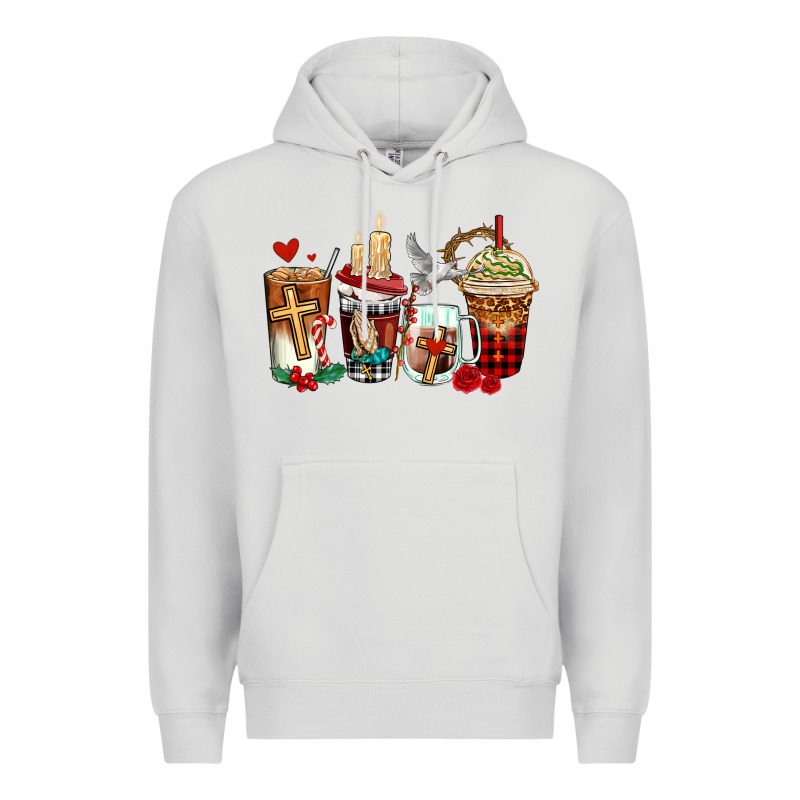 Religious Coffee Cups Premium Hoodie by AdoDesignShop | Teevron